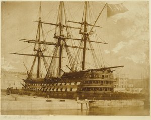 H.M.S. Duke of Wellington w Keyham, Anglia. autorstwa Linnaeus Tripe
