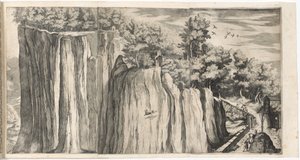 Widok na górę La Verna z drogi Casentino (Vue de la montagne della Vernia...) [tablica A] autorstwa Lino Moroni