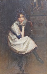 Portret młodej dziewczyny siedzącej autorstwa Lino Selvatico