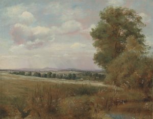 Pejzaż w Hampstead z broną w oddali, ok. 1849-55 (olej na płótnie) autorstwa Lionel Constable
