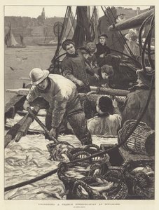 Rozładunek francuskiej łodzi śledziowej w Boulogne autorstwa Lionel Percy Smythe