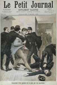 Zamach na policjanta przez anarchistę, ilustracja na okładce „Le Petit Journal”, 3 marca 1895 r.