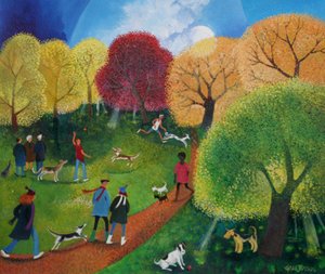 Daily Constitutional,2015,(farby akrylowe na papierze) autorstwa Lisa Graa Jensen
