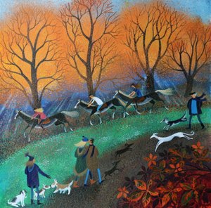 Ponies on the Common, 2017, (farby akrylowe na papierze) autorstwa Lisa Graa Jensen