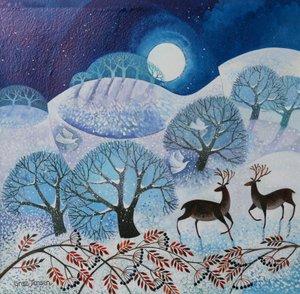 Snowy Land, 2017, (farby akrylowe na papierze) autorstwa Lisa Graa Jensen