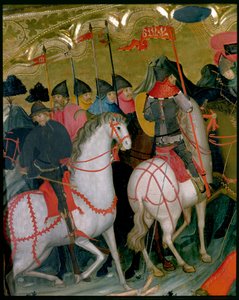 Żołnierze konni, fragment ołtarza Matki Boskiej i św. Jerzego, ok. 1390-1400 (tempera na desce)
