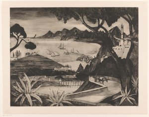 Górski krajobraz z zatoką na Korsyce La Corse (tytuł oryginalny) autorstwa Lodewijk Schelfhout (signed by artist)
