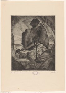 Boom in een heuvellandschap met meer Drzewo nad jeziorem (tytuł oryginalny) Drzewo z jeziorem (tytuł na obiekcie) autorstwa Lodewijk Schelfhout (signed by artist)