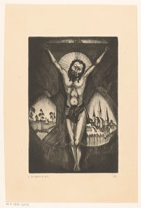 Chrystus na krzyżu Le Christ I (oryginalny tytuł na obiekcie) autorstwa Lodewijk Schelfhout (signed by artist)