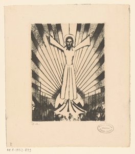 Chrystus z wyciągniętymi ramionami w pagórkowatym krajobrazie autorstwa Lodewijk Schelfhout (signed by artist)