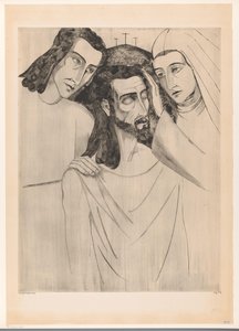 Christus tussen Johannes de Doper jako Maria Chrystus, jego matka i św. Jan (tytuł oryginalny) autorstwa Lodewijk Schelfhout (signed by artist)