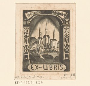 Ekslibris T. Mengelberga autorstwa Lodewijk Schelfhout (signed by artist)