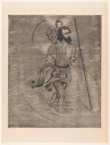 Święty Krzysztof z Dzieciątkiem Jezus Święty Krzysztof (tytuł oryginalny) autorstwa Lodewijk Schelfhout (signed by artist)