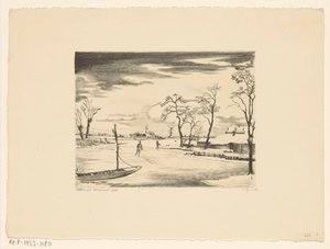Holenderski pejzaż zimowy II Hiver i Hollande II (oryginalny tytuł) autorstwa Lodewijk Schelfhout (signed by artist)