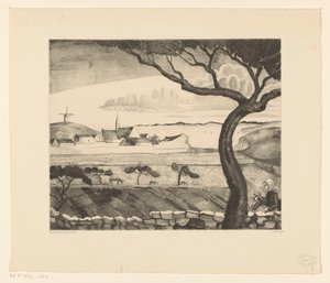 Przybrzeżny krajobraz z wiejską drogą St. Pierre (tytuł oryginalny) autorstwa Lodewijk Schelfhout (signed by artist)