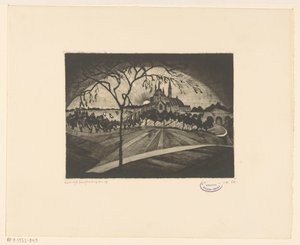 Zachód słońca Coucher de soleil (oryginalny tytuł na obiekcie) autorstwa Lodewijk Schelfhout (signed by artist)