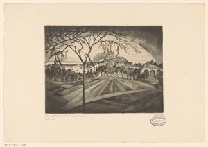 Zachód słońca Coucher de soleil (oryginalny tytuł na obiekcie) autorstwa Lodewijk Schelfhout (signed by artist)