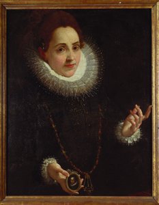 Portret damy trzymającej portretową miniaturę dżentelmena autorstwa Lodovico Carracci