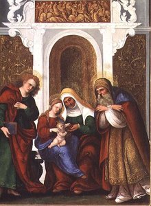 Madonna z Dzieciątkiem z Św. Anna, Jan Ewangelista i Zachariasz lub Madonna i św. Anna od Wiśni (panel)