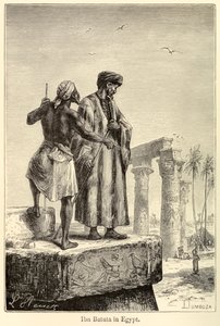 Średniowieczny podróżnik „Ibn Battuta w Egipcie” Muhammad Ibn Battuta odwiedzający Egipt autorstwa Léon (after) Benett
