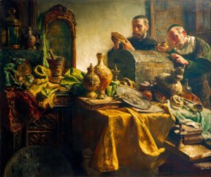 Wizyta u handlarza dziełami sztuki autorstwa Léon Brunin de Meutter