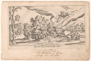 Callisto zostaje zabrany przez Jowisza na gwiaździstym niebie Le Fable de Calisto (tytuł serii) Mit Callisto (tytuł serii) autorstwa Léon Davent (attributed to)