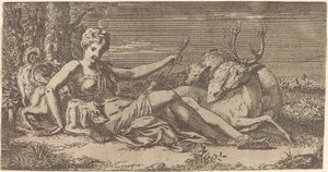 Diana odpoczywa autorstwa Léon Davent after Francesco Primaticcio