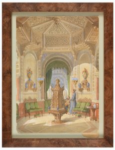 Rysunek, projekt mauretańskiej palarni [Tabagie], ok. 1844 r. autorstwa Léon Feuchère