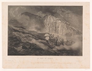 Widok na Diabelski Most na Przełęczy Świętego Gotarda Le Pont du Diable, passage du St. Gothard (tytuł na obiekcie) autorstwa Léon Jean Baptiste Sabatier