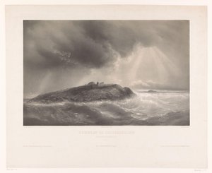 Graf van Francois-Rene de Chateaubriand Grobowiec Chateaubrianda (Ilot du Grand Bey, Rade de St. Malo) (tytuł na obiekcie) autorstwa Léon Jean Baptiste Sabatier