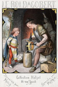 Ilustracja Lorenza Frolicha (1820-1908) do popularnej piosenki „Dobry król Dagobert””. Wydanie J. Hetzel. Około 1880 r.