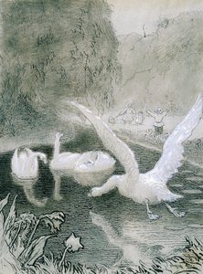 Brzydkie kaczątko, ilustracja Lorenza Frolicha (1820-1908) do baśni Hansa Christiana Andersena (1805-1875)
