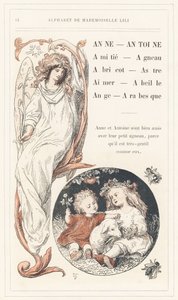 Anne, Antoine, Friendship, Lamb, Apricot, Star, Love, Bee, Angel, Arabesque, strona 14 - Alfabet autorstwa Mademoiselle Lili, L. Froelicha i ojca (samego Hetzela). Bibliotheque  Magasin d