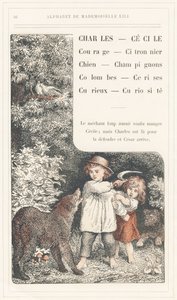 Charles, Cecile, Courage, Lemon tree, Dog, Mushrooms, Doves, Cherries, Curious, Curiosite, strona 16 - Alphabet by Mademoiselle Lili, by L. Froelich and by a dad (Hetzel himself). Bibliotheque  Magasin d