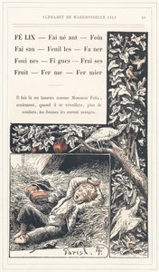Felix, Lay, Hay, Pheasant, Leaves, Faner, Weasels, Figs, Strawberries, Fruit, Farm, Farmer, strona 19 - Alphabet by Mademoiselle Lili, by L. Froelich and by a father (Hetzel himself). Bibliotheque  Magasin d