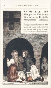 Kyrie Eleison, Kiosk, Kanguroo, Kilometre, Kyrielle, Kilogram, Kermesse, strona 24 - Alfabet autorstwa Mademoiselle Lili, L. Froelicha i taty (samego Hetzela). Bibliotheque  Magasin d