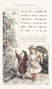 Octave, Odette, Order, Obedience, Umbrella, Shadow, Orange, Orangerie, Eye, Carnation, Shadow, Birds, Smell, strona 28 - Alfabet Mademoiselle Lili, autorstwa L. Froelicha i taty (samego Hetzela). Bibliotheque  Magasin d