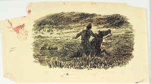 Dwóch jeźdźców nadjeżdżających z morza autorstwa Lorenz Frølich