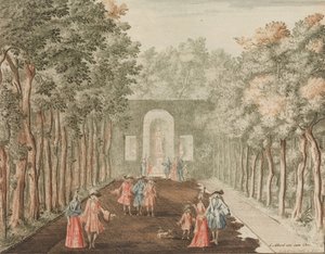 De Laan na Ceres, naprzeciwko „t Beeld van Phaunus”, w: Tooneel Der Voornaamste Nederland..., b.d.