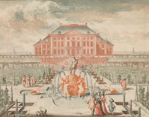 Konings Huis van de Tuin-zyde, z Fontanną Wenus, w: Tooneel Der Voornaamste N..., n.d..