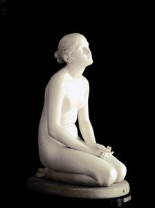 Zaufaj Bogu Młoda dziewczyna klęka i w modlitwie zwraca wzrok ku niebu. Marmurowa rzeźba Lorenzo Bartoliniego (1777-1850) 1835 wym. 95 cm Mediolan, Museo Poldi-Pezzoli