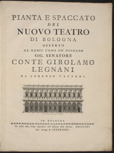 Plan i przekrój nowego teatru w Bolonii autorstwa Lorenzo Capponi, after Antonio Galli Bibiena