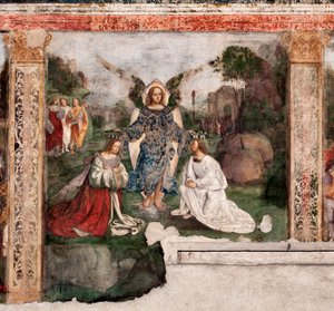 Życie św. Cecylii: świętego i św. Waleriana ukoronowanego przez anioła (Fresco