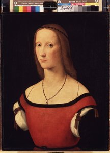 "Portret damy" (Portret damy) Obraz Lorenzo Costa (1460-1535) 1500-1506 Wymiary 57x44 cm Ermitaż, Sankt Petersburg (Sankt-Petersburg)