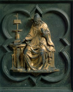 Brama Północna (zwana Bramą Krzyża, od strony północnej), detal zewnętrzny: św. Grzegorz Wielki. Rzeźba z brązu wykonana przez Lorenzo Ghiberti (1378-1455) autorstwa Lorenzo Ghiberti