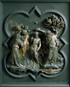 Porta Północna (zwana Bramą Krzyżową, od północy), detal zewnętrzny: „”chrzest Chrystusa””Rzeźba z brązu wykonana przez Lorenzo Ghiberti (1378-1455) autorstwa Lorenzo Ghiberti