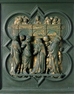Portyk Północny (zwany Porte de la Croix, na północy), detal zewnętrzny: "Pentecote" rzeźba z brązu wykonana przez Lorenzo Ghiberti (1378-1455) autorstwa Lorenzo Ghiberti