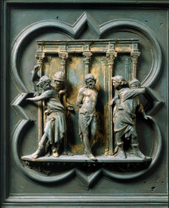 Porte Północnej (zwanej Porte de la Croix, na północy), detal zewnętrzny: „” la biczowanie”” Rzeźba z brązu wykonana przez Lorenzo Ghiberti (1378-1455) autorstwa Lorenzo Ghiberti