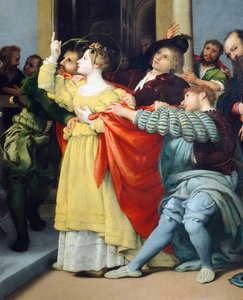 Ołtarz św. Łucji lub św. Łucji przed sędzią autorstwa Lorenzo Lotto