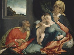 Święta Rodzina ze Świętymi Anną i Joachimem, 1535? autorstwa Lorenzo Lotto